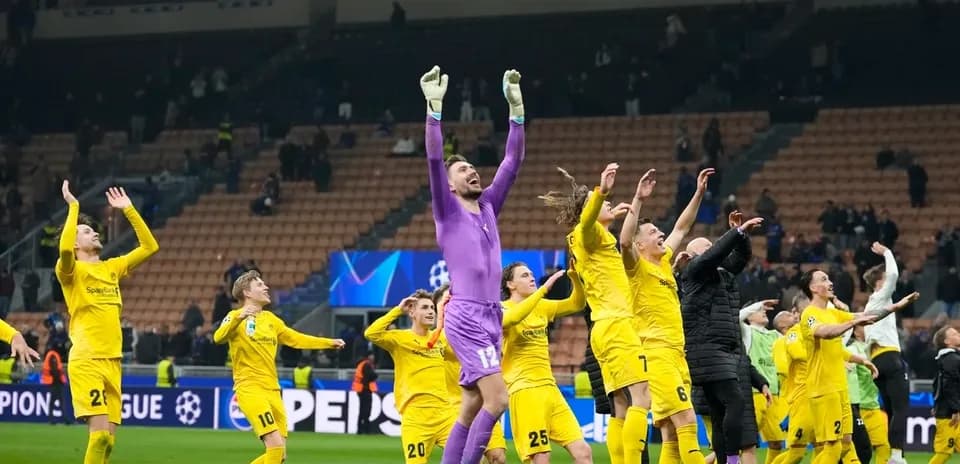 Jugadores de Bodo/Glimt celebrando la victoria