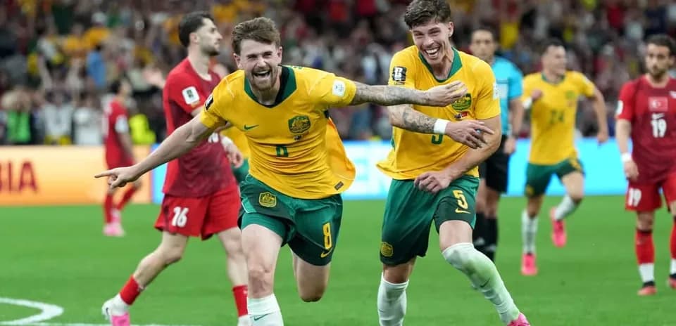 Jugadores de Australia celebrando un gol