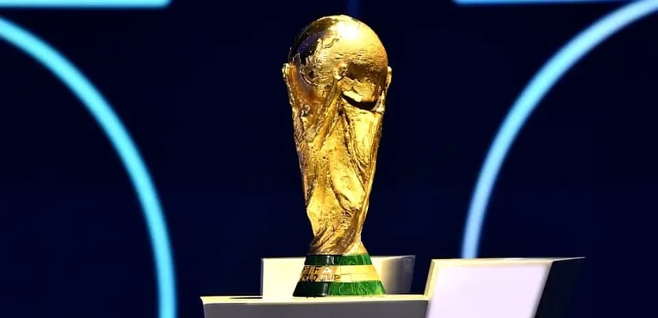 Trofeo de la Copa Mundial en pedestal