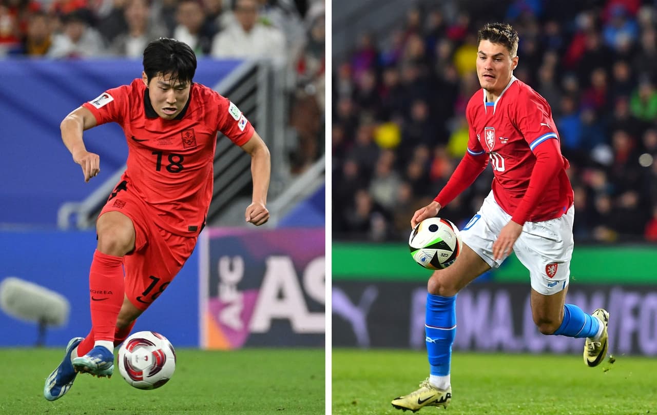 Jugadores de Corea del Sur y República Checa en acción