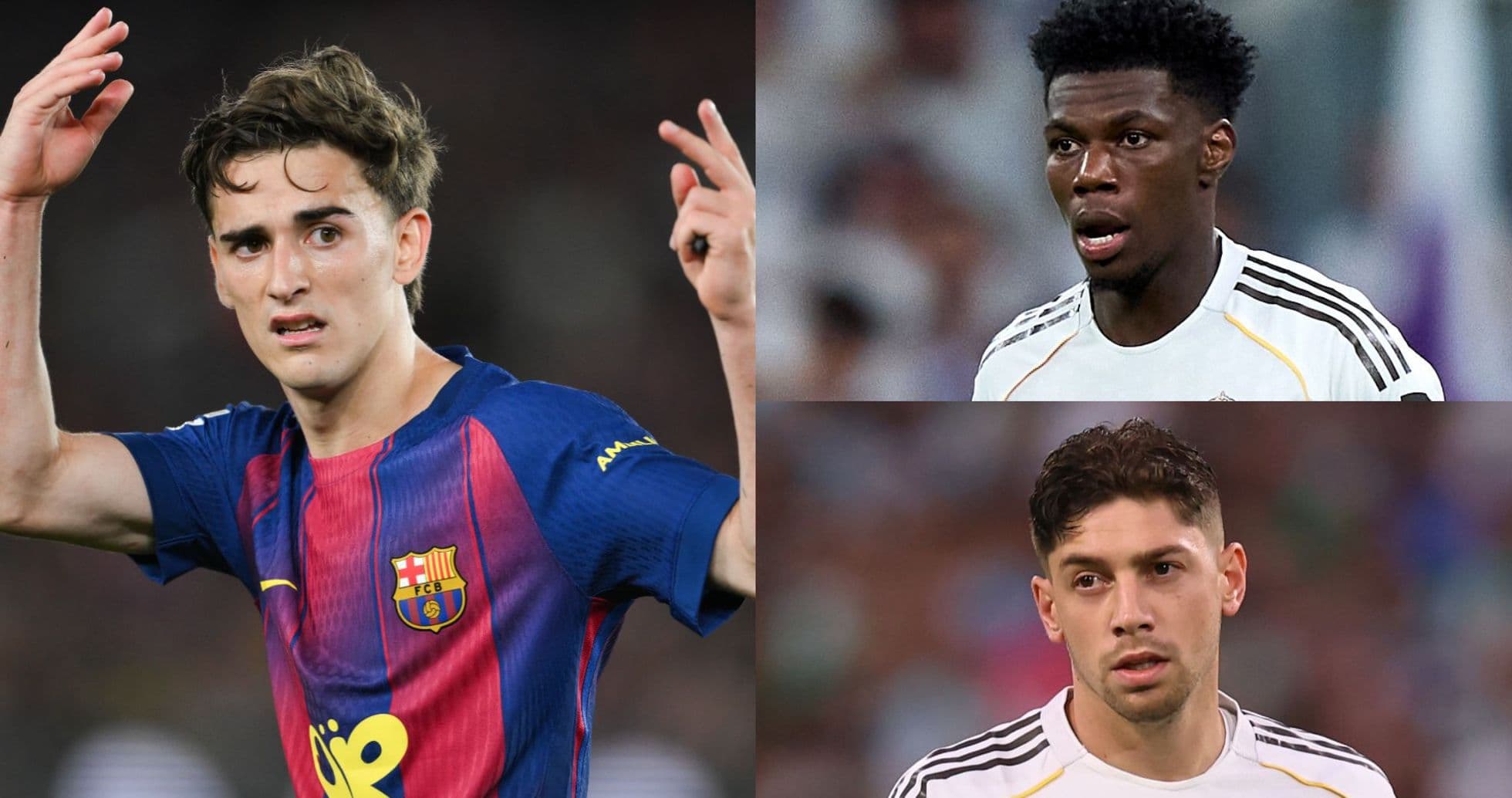 Jugadores de Barcelona y Real Madrid en partido
