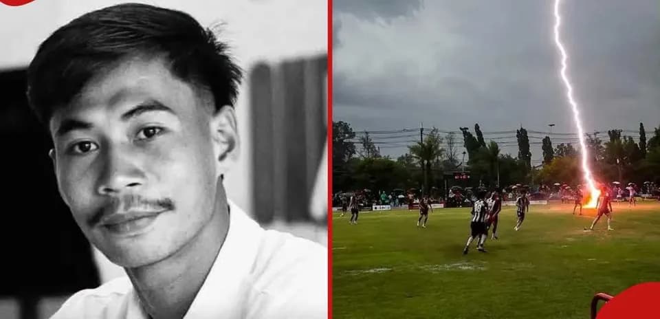 Rayo impactando en el campo durante un partido