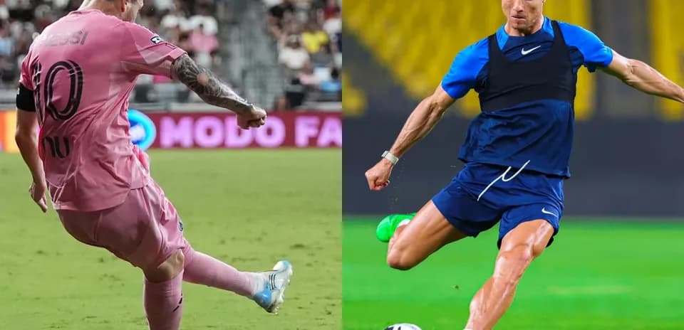 Messi y Ronaldo en acción durante un partido