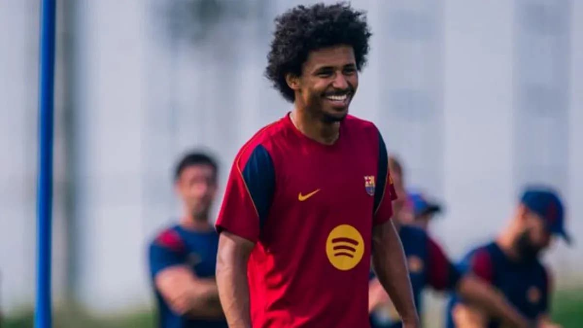 Jugador de Barcelona durante sesión de entrenamiento