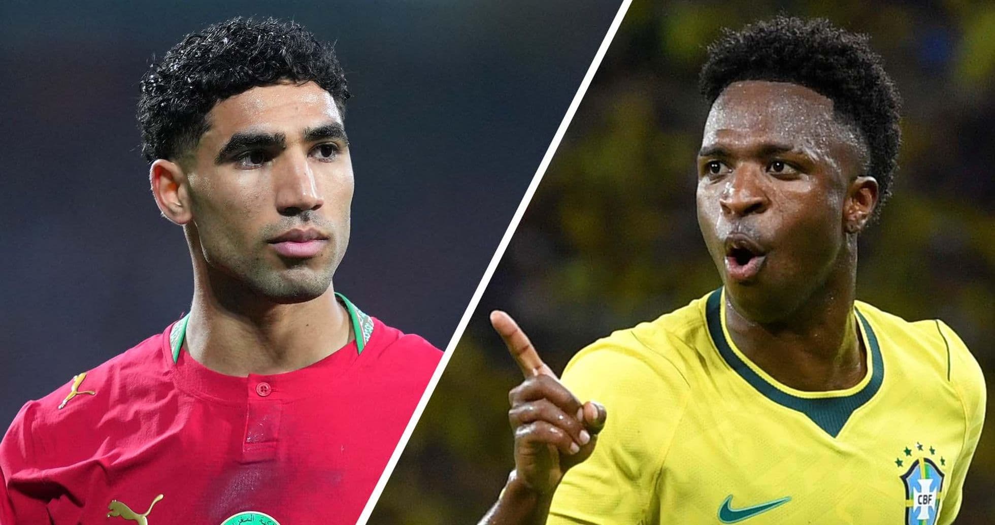 Achraf Hakimi y Vinícius Jr. durante el partido