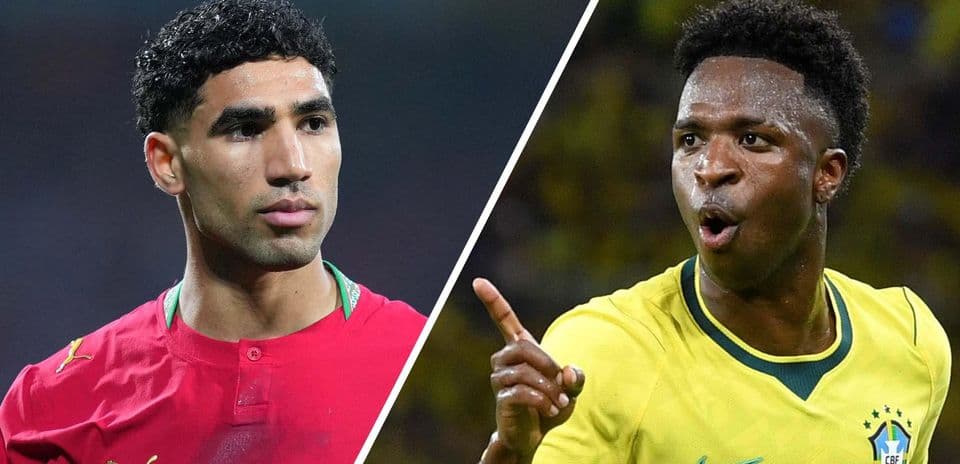 Achraf Hakimi y Vinícius Jr. durante el partido