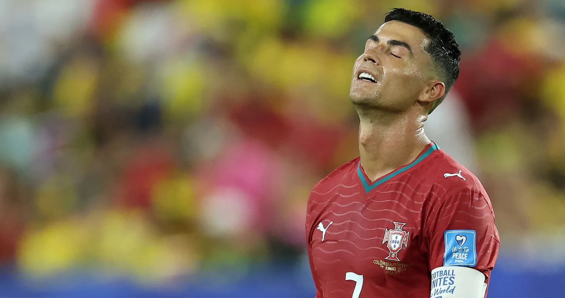 Cristiano Ronaldo en partido con camiseta de Portugal