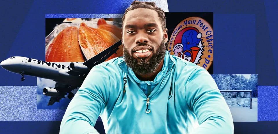 Jugador sonriente con fondo de elementos diversos