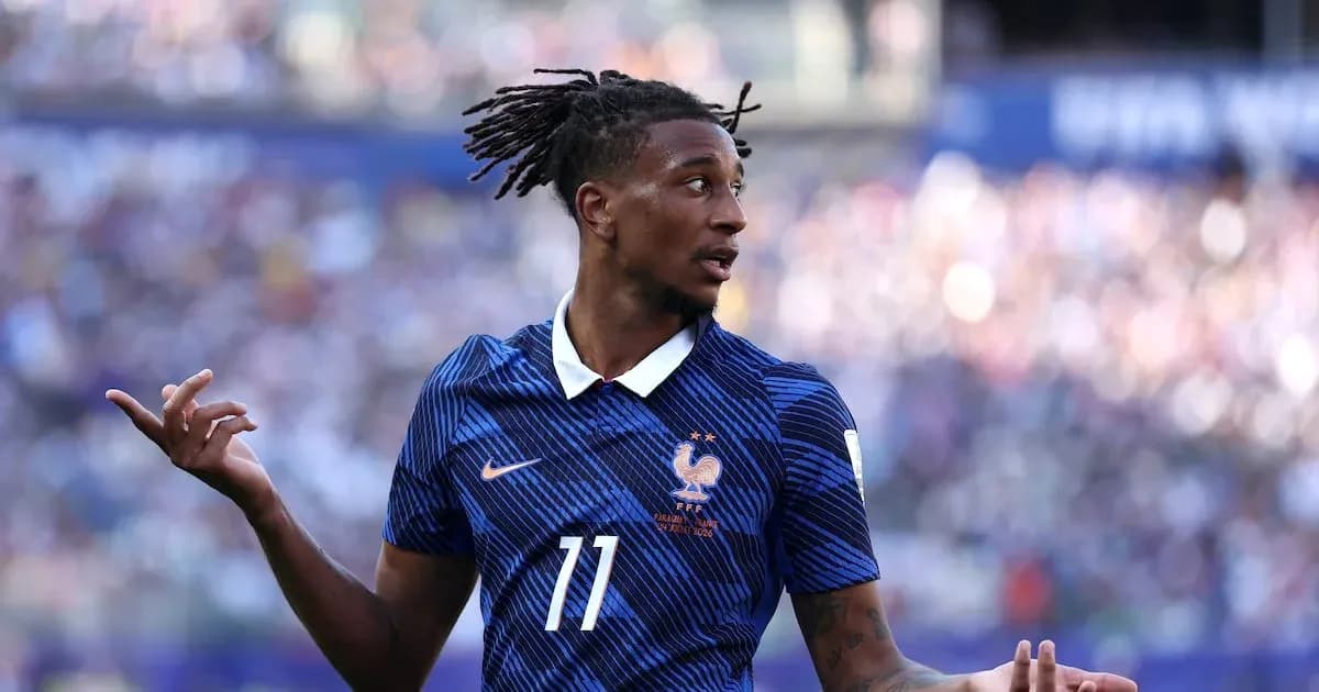 Jugador de Francia con camiseta número 11 en el campo