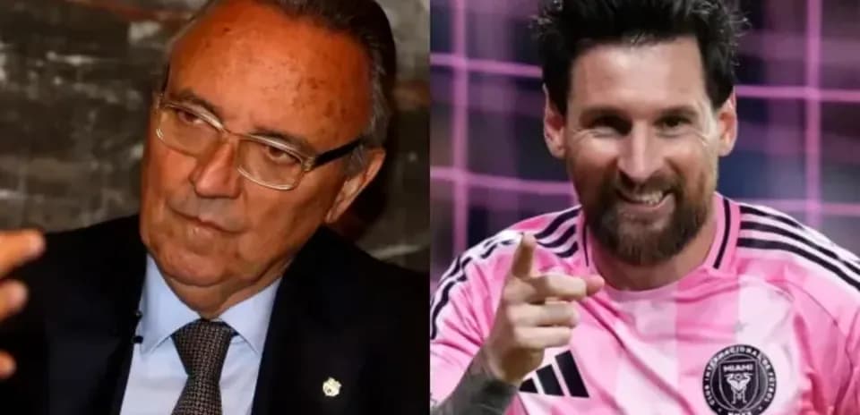 Hombre con gafas y Messi en uniforme de Inter Miami