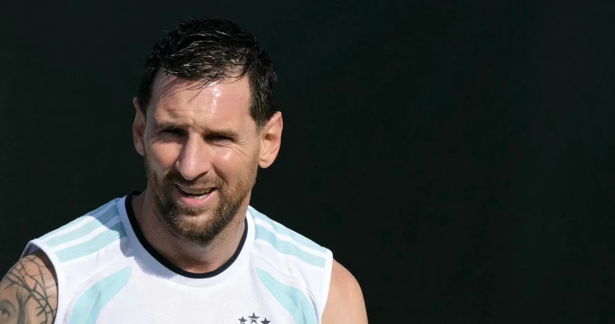 Lionel Messi entrenando con la selección argentina