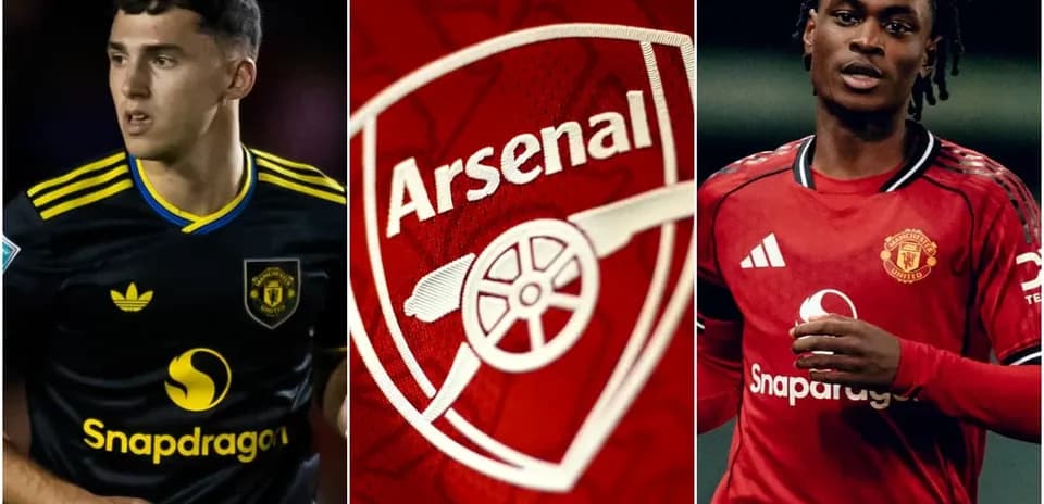 Jugadores de Arsenal y Manchester United en acción