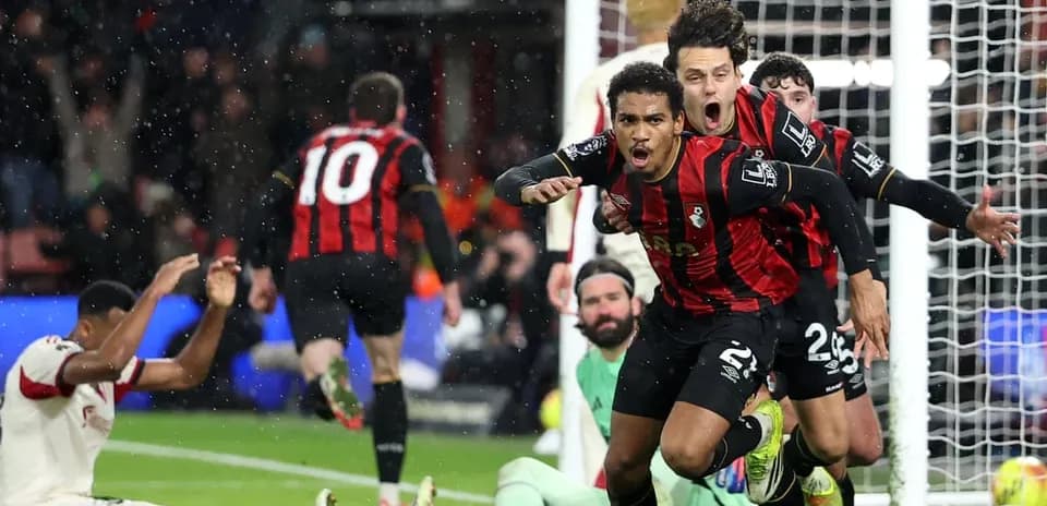 Celebración de un gol de Bournemouth en el partido