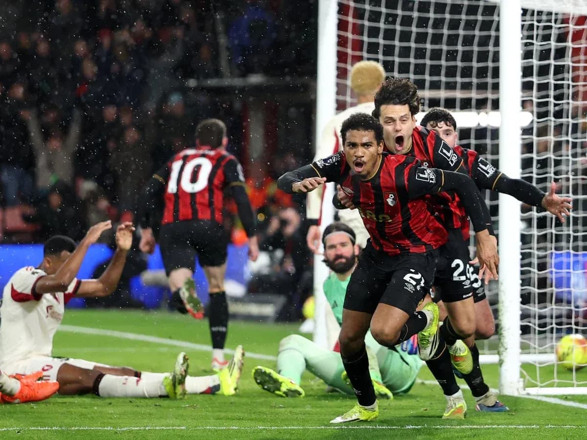 Celebración de un gol de Bournemouth en el partido