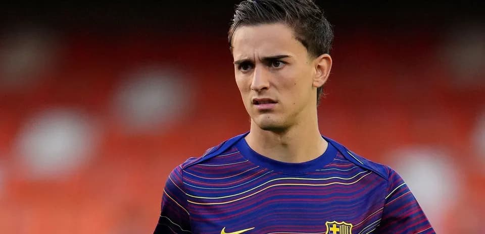 Jugador del FC Barcelona en calentamiento antes del partido