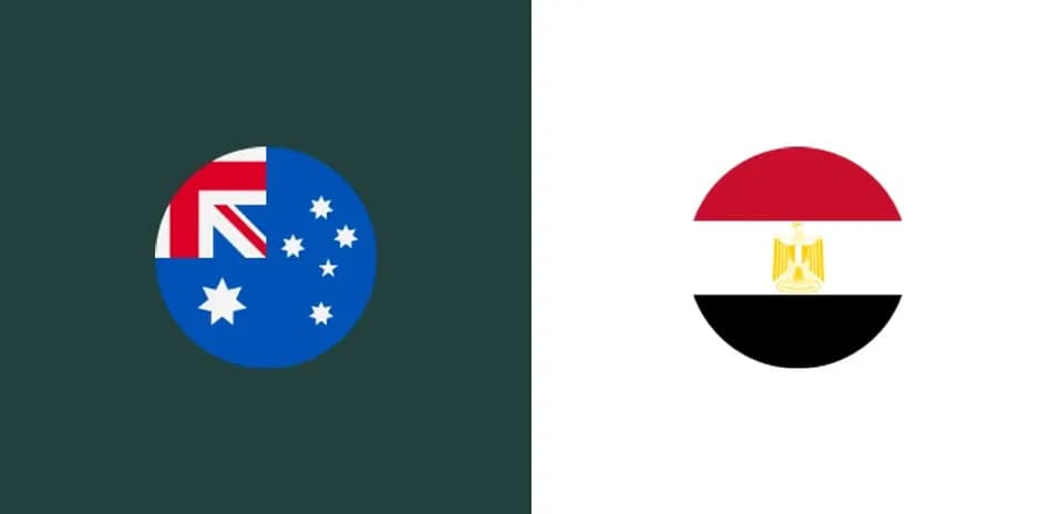 Banderas de Australia y Egipto en fondo blanco