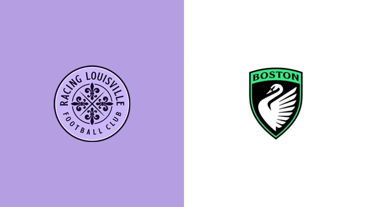 Logos de Racing Louisville y Boston en fondo colorido