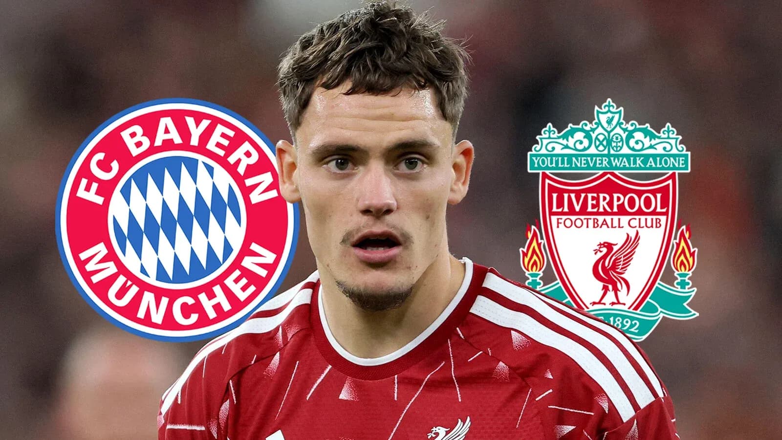 Jugador con camisetas de Liverpool y Bayern Múnich
