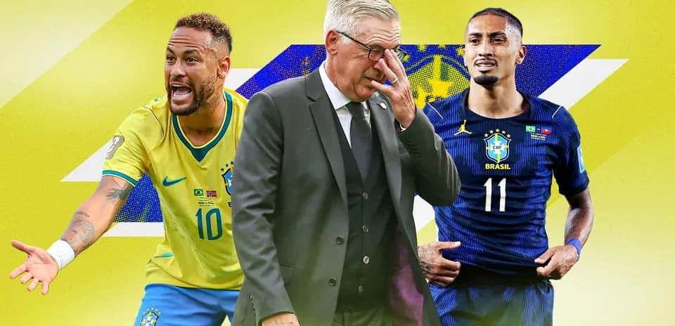Neymar, entrenador y jugador de Brasil en fondo amarillo