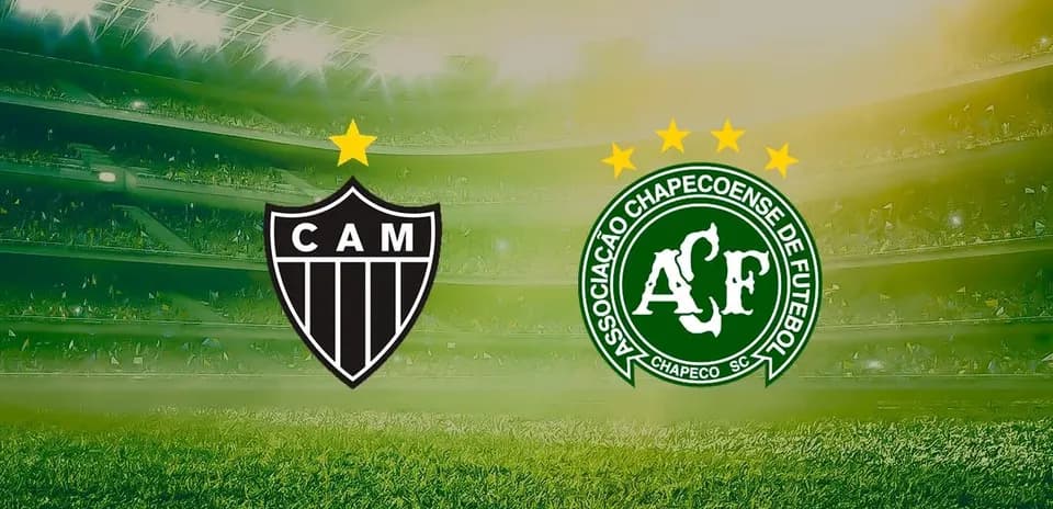 Logos de Atletico-MG y Chapecoense en estadio