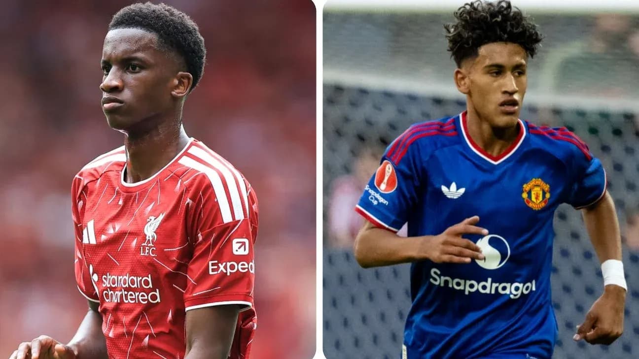 Jugadores de Liverpool y Manchester United en acción