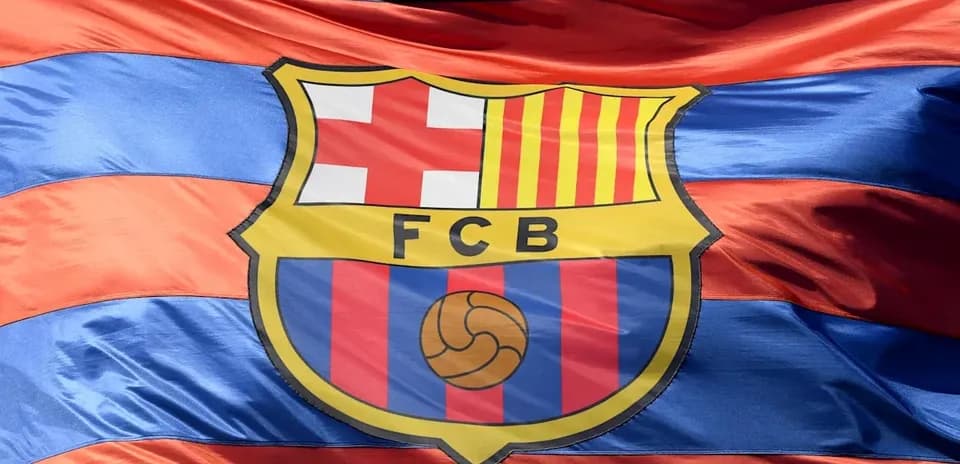 Bandera del FC Barcelona con colores azul y grana