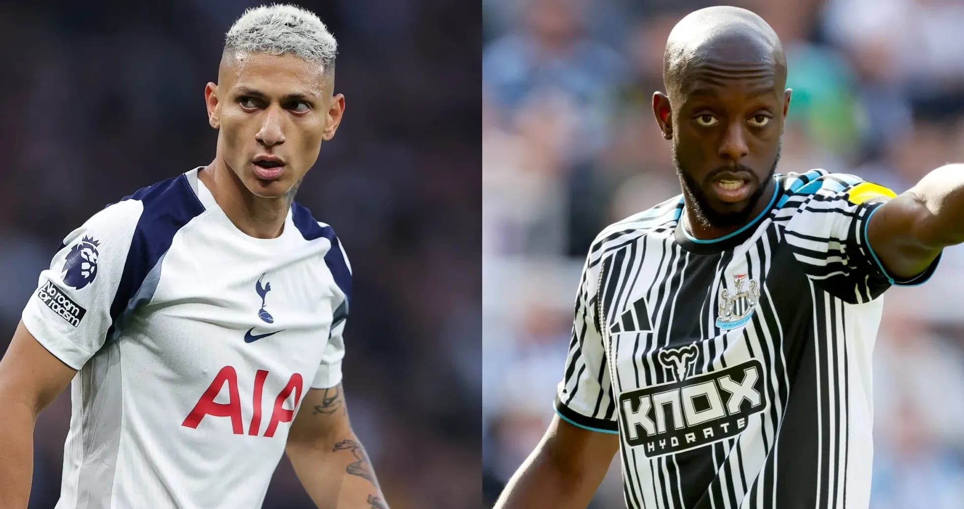 Richarlison y jugador de Newcastle en el partido