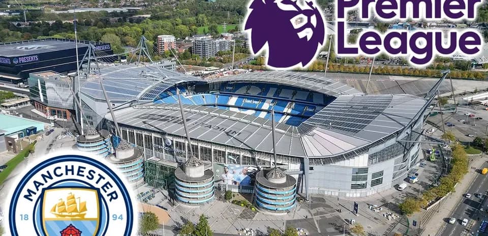 Estadio del Manchester City con logo de Premier League