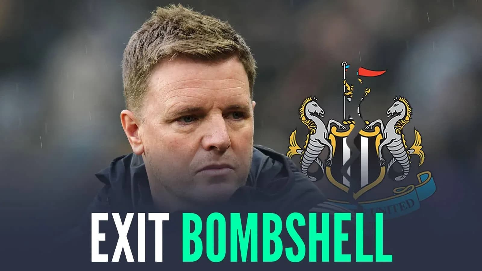 Entrenador de Newcastle con logo del club de fondo