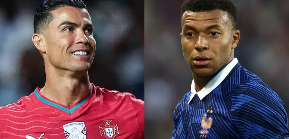 Cristiano Ronaldo y Kylian Mbappé en acción