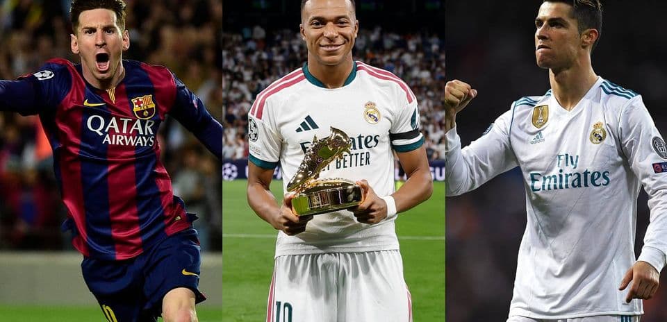 Comparativa de Kylian Mbappé con Messi y Ronaldo tras 100 partidos en Champions League