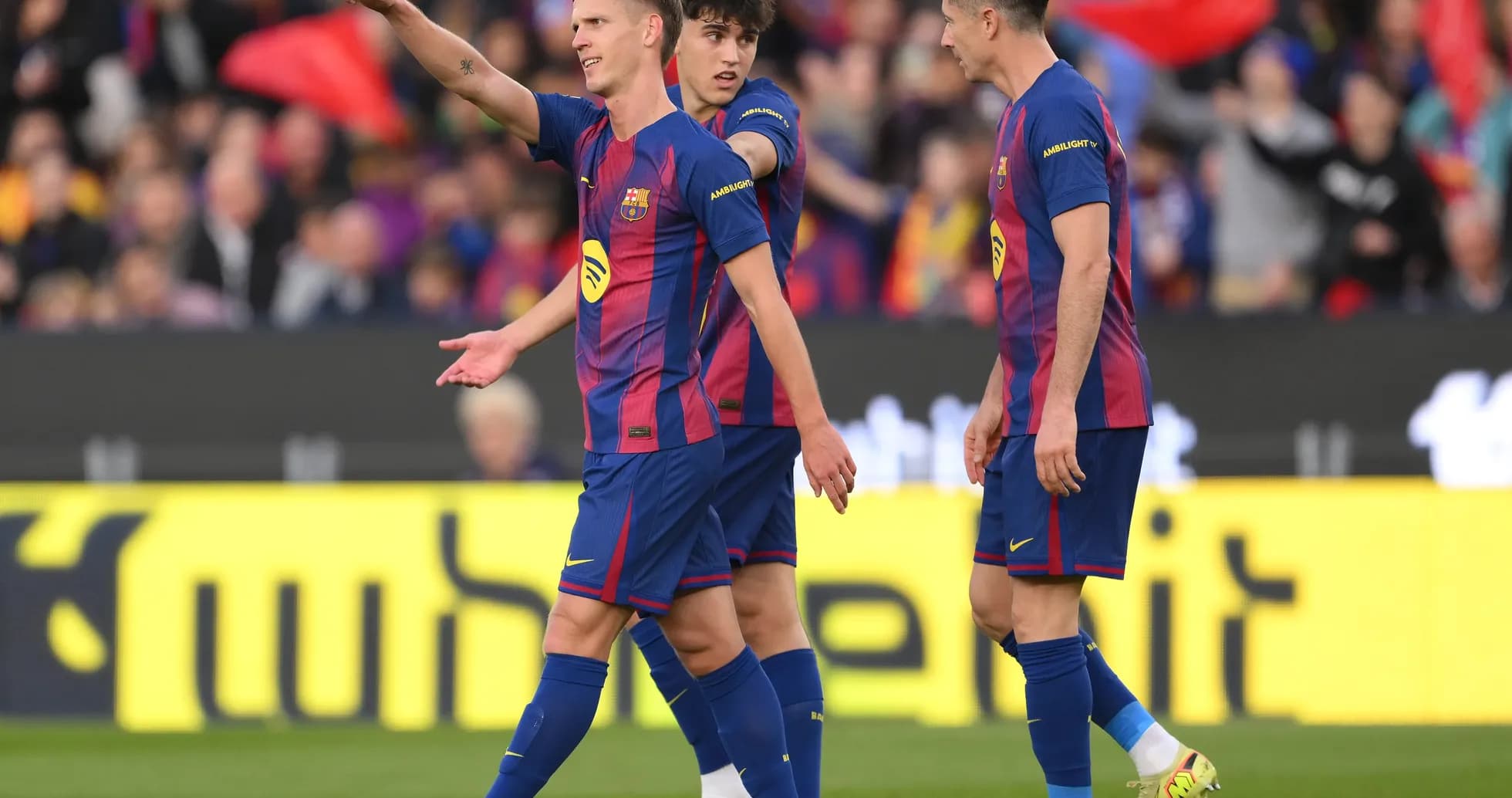 Jugadores del Barcelona celebrando un gol Jugadores del Barcelona celebrando un gol