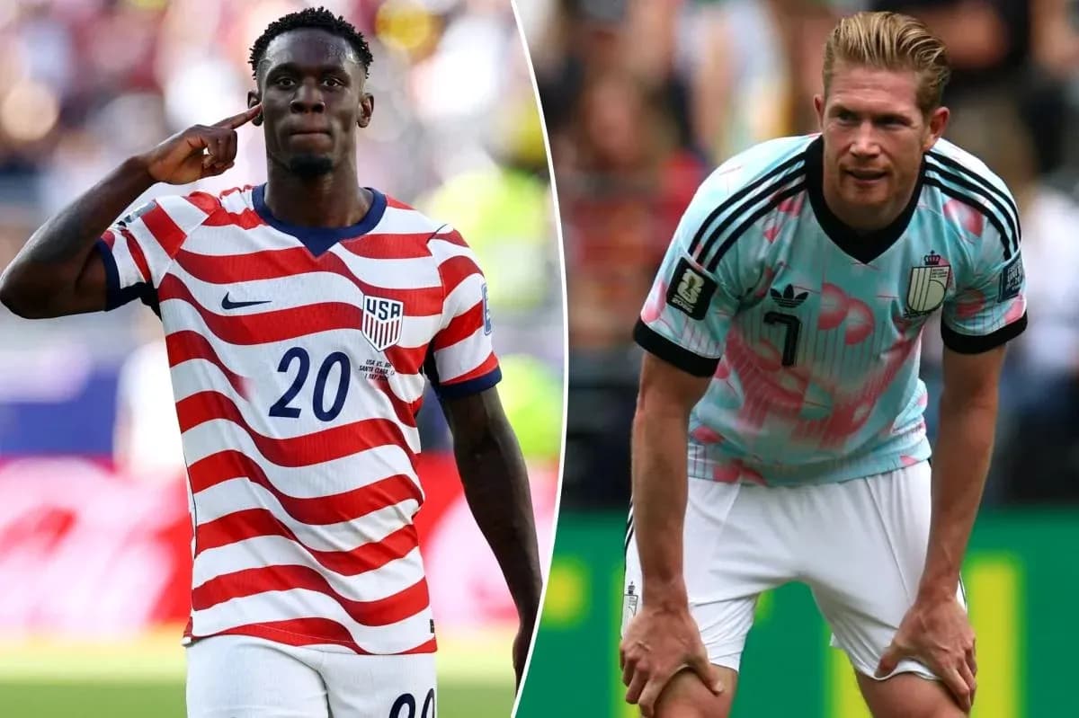 Jugadores de Estados Unidos y Bélgica en el partido Jugadores de Estados Unidos y Bélgica en el partido