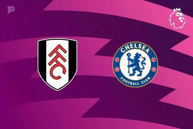 Logos de Fulham y Chelsea en fondo morado Logos de Fulham y Chelsea en fondo morado