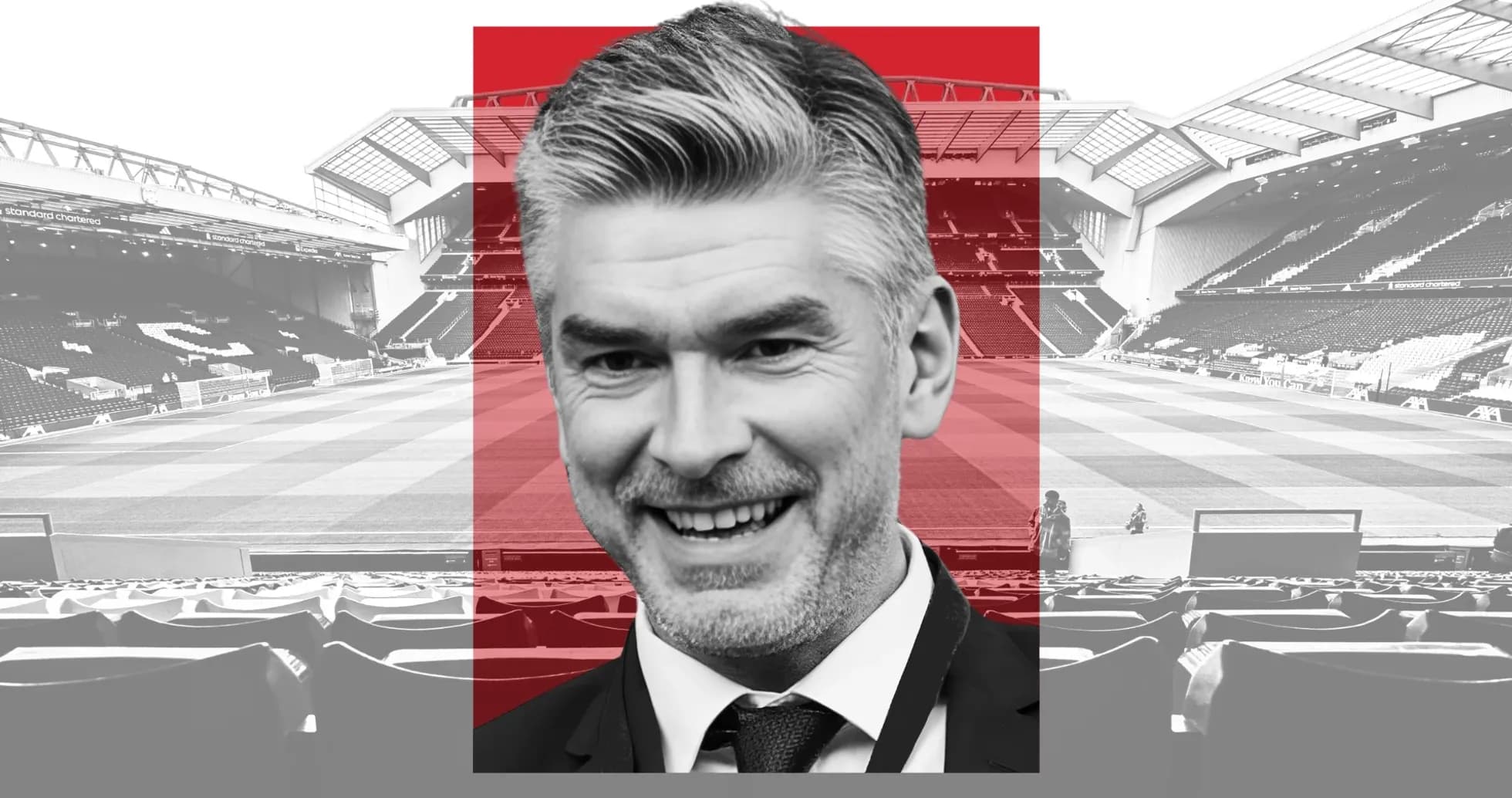 Retrato de un hombre frente a un estadio de fútbol Retrato de un hombre frente a un estadio de fútbol