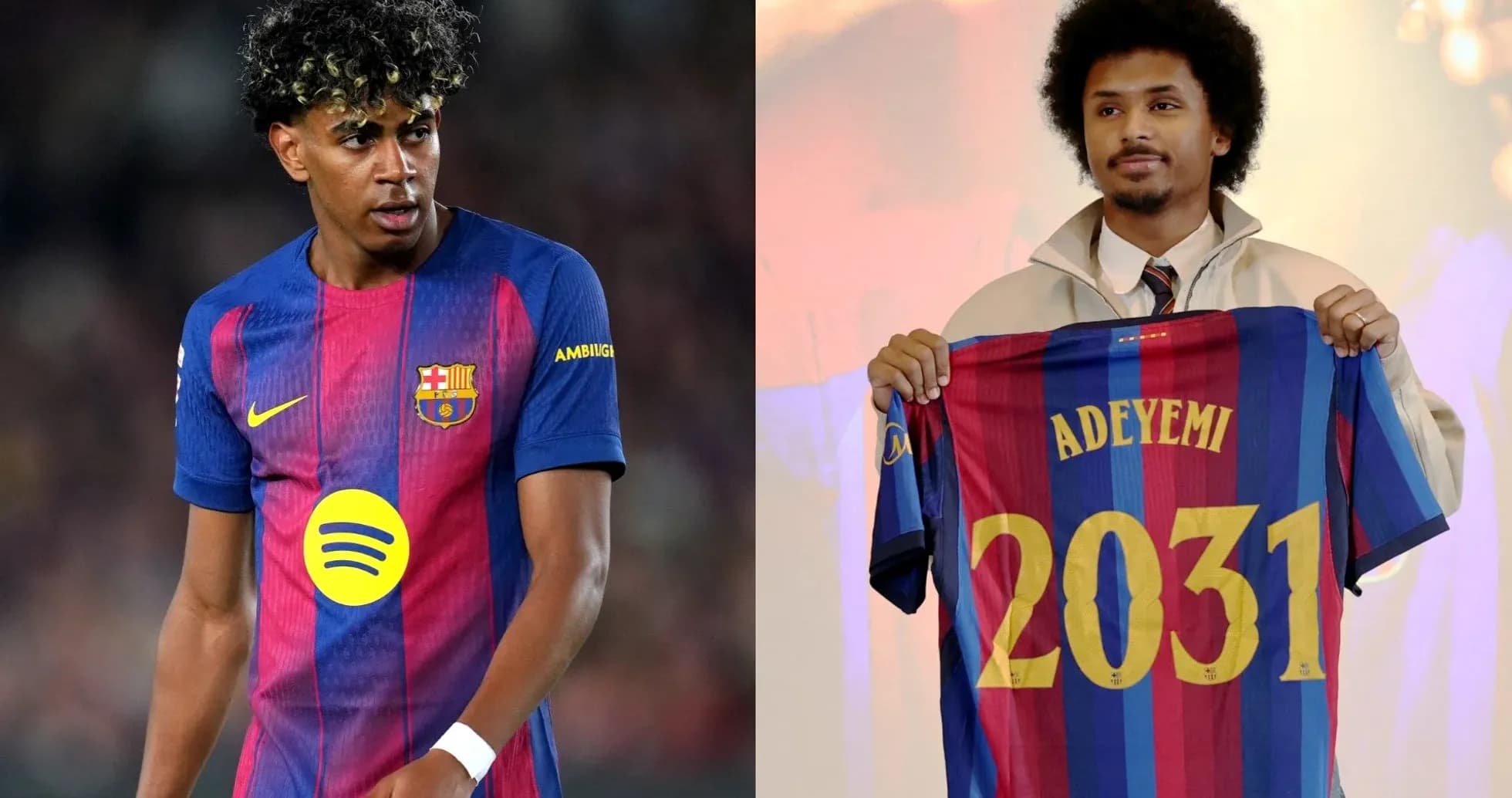 Jugador de Barcelona y presentación de Adeyemi con camiseta Jugador de Barcelona y presentación de Adeyemi con camiseta