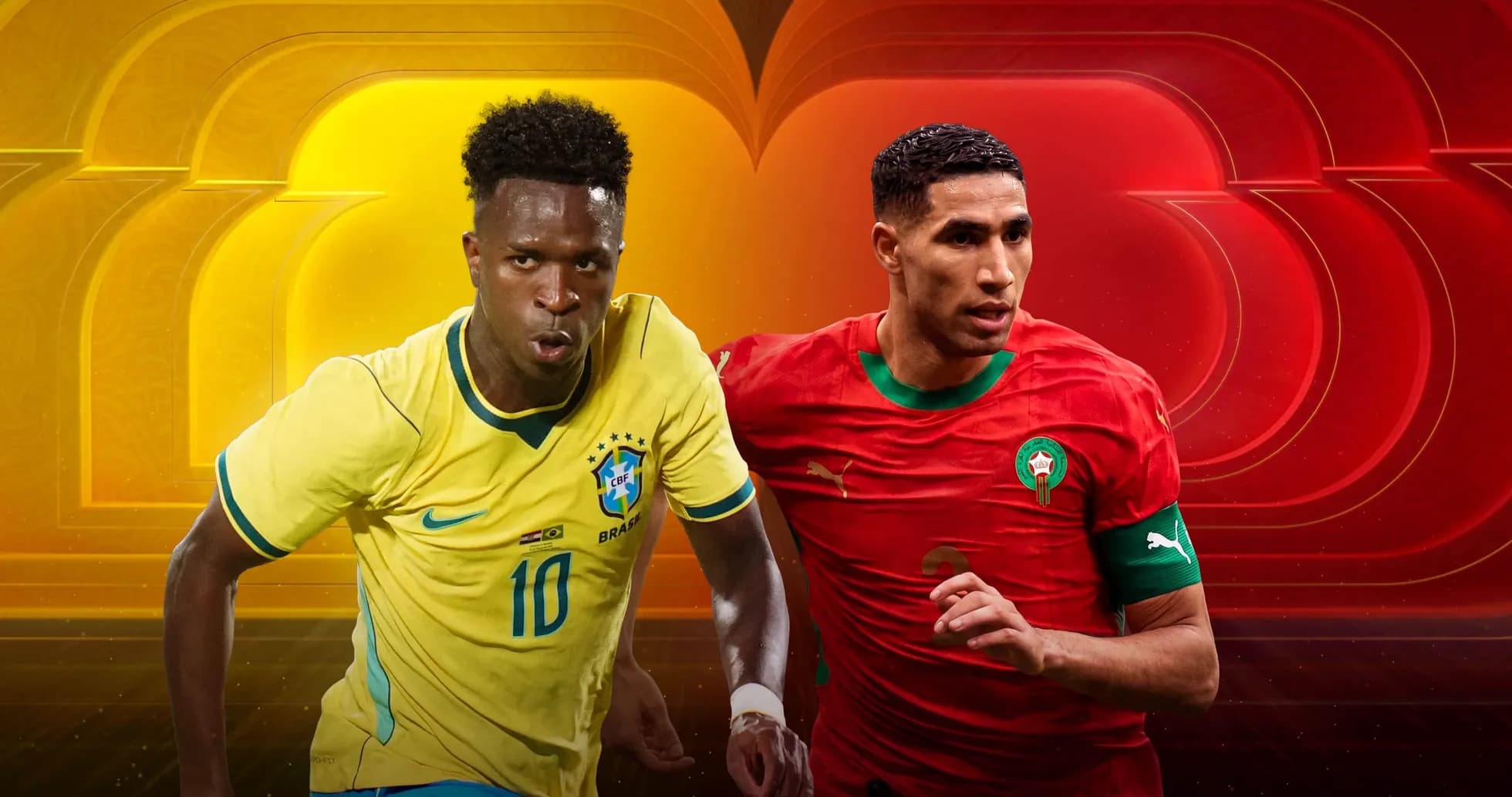 Vinícius y Hakimi en el partido Brasil vs Marruecos Vinícius y Hakimi en el partido Brasil vs Marruecos