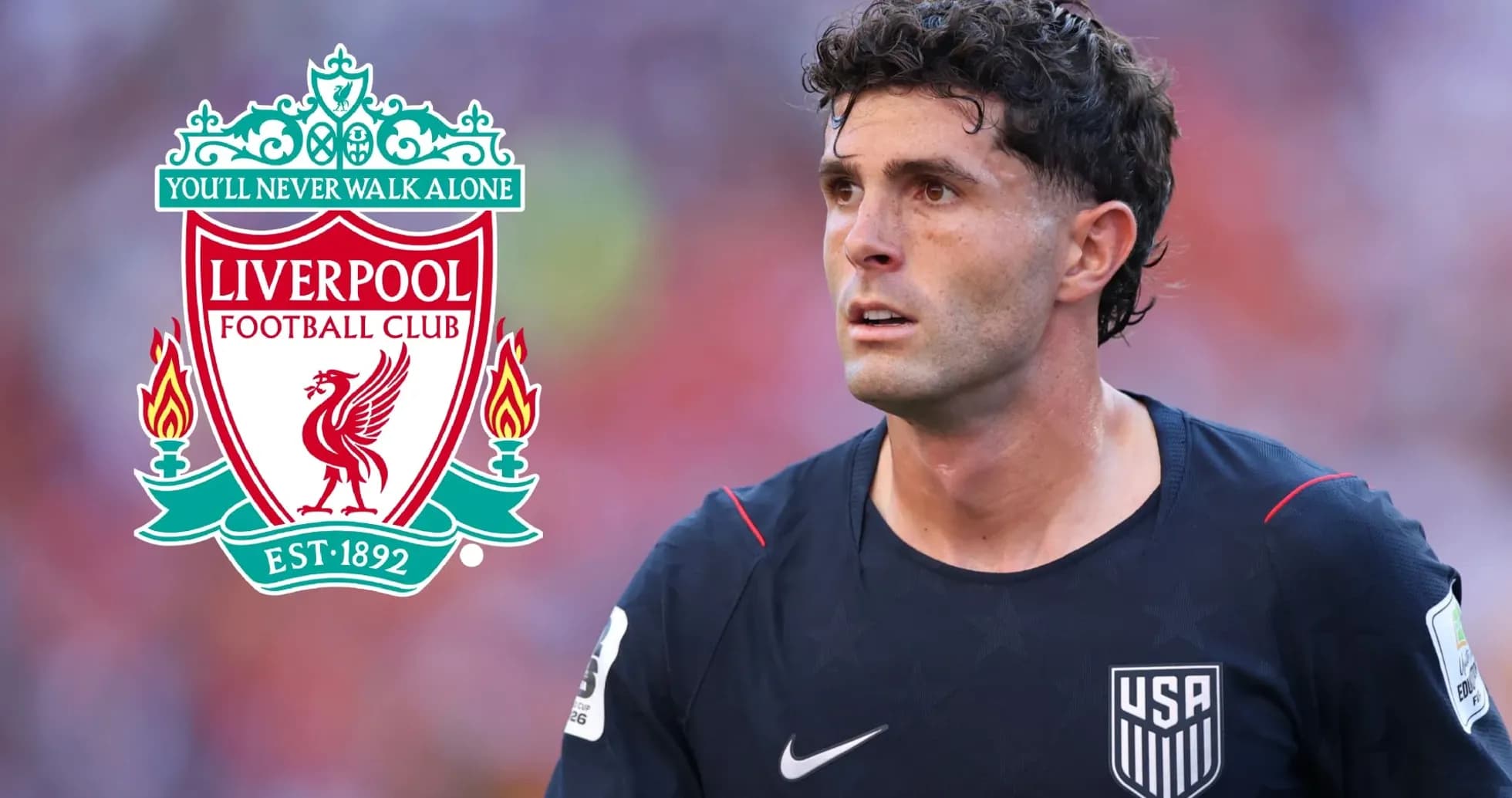 Jugador de Estados Unidos con logo de Liverpool Jugador de Estados Unidos con logo de Liverpool