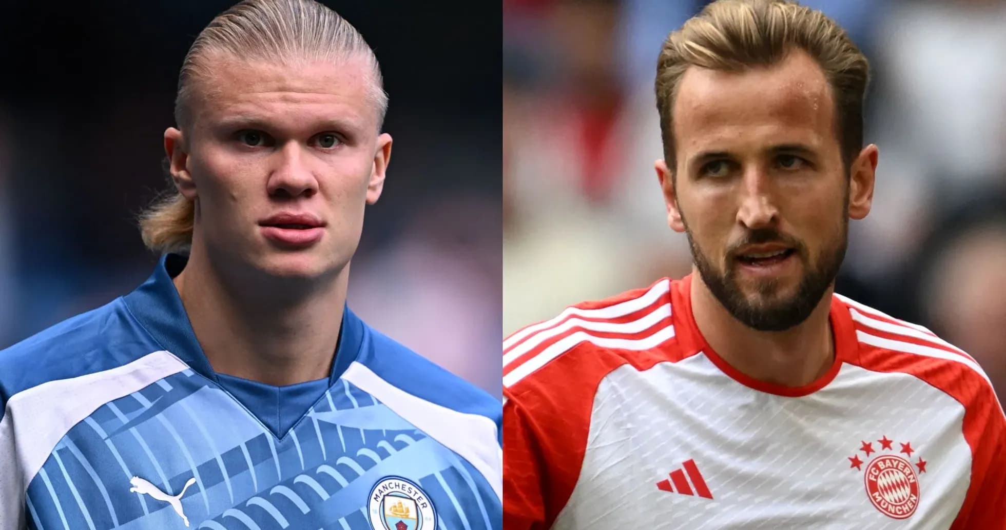 Erling Haaland y Harry Kane en sus uniformes de equipo Erling Haaland y Harry Kane en sus uniformes de equipo