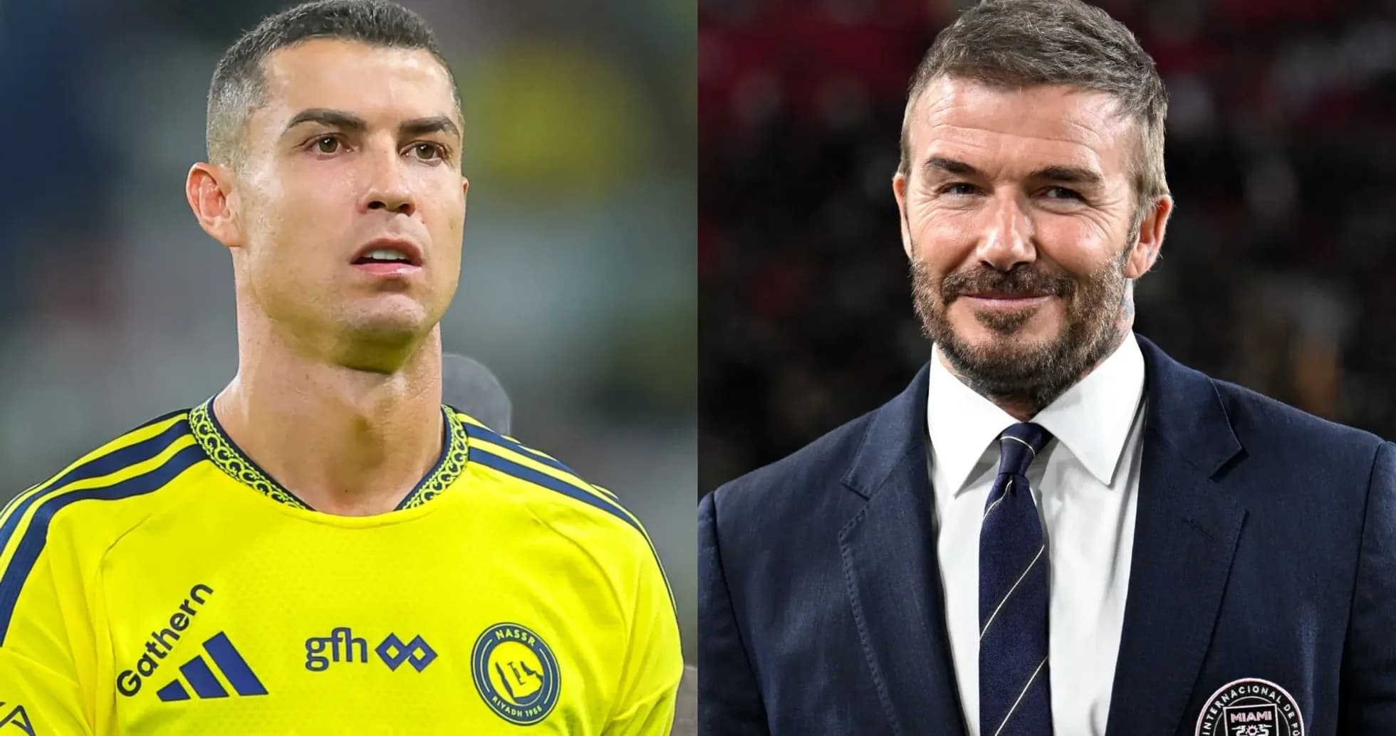 Cristiano Ronaldo y David Beckham en retratos separados Cristiano Ronaldo y David Beckham en retratos separados
