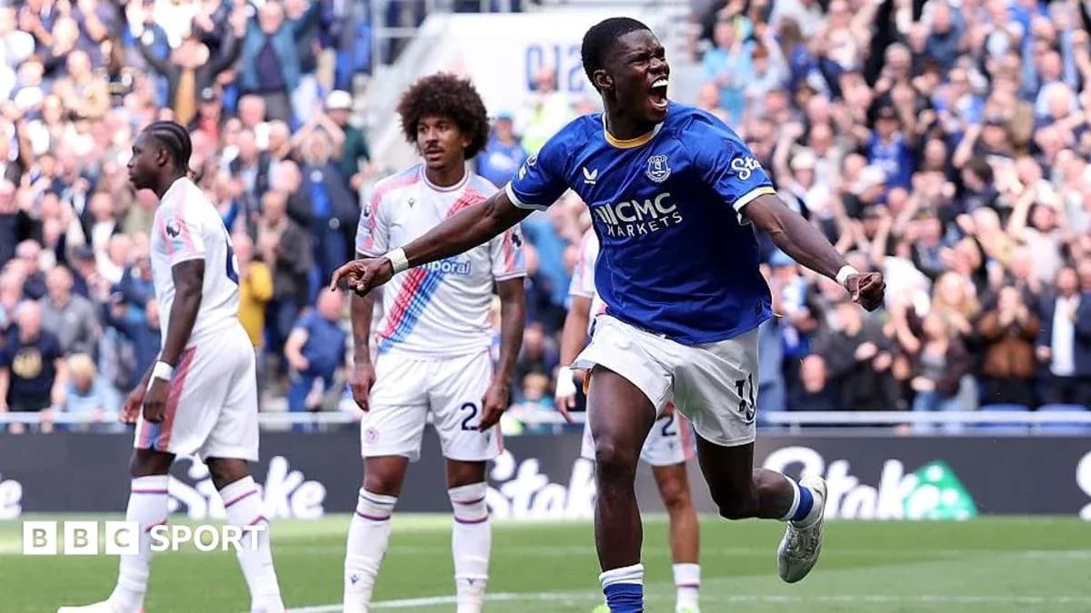 Jugador de Everton celebrando un gol en el partido Jugador de Everton celebrando un gol en el partido