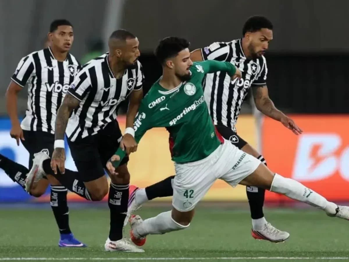 Jugadores de Botafogo y Palmeiras en acción Jugadores de Botafogo y Palmeiras en acción