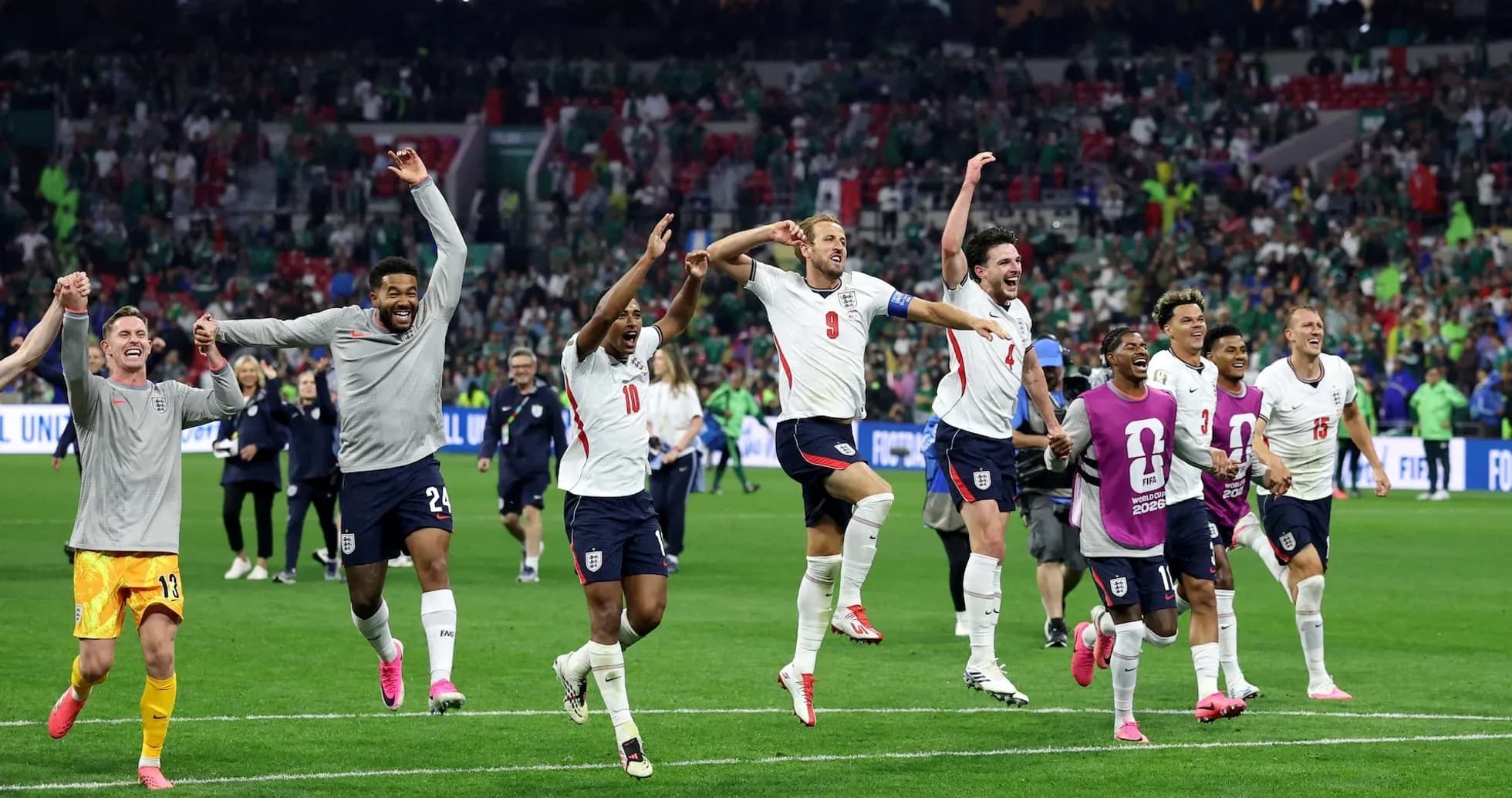 Jugadores de Inglaterra celebrando en el Mundial Jugadores de Inglaterra celebrando en el Mundial