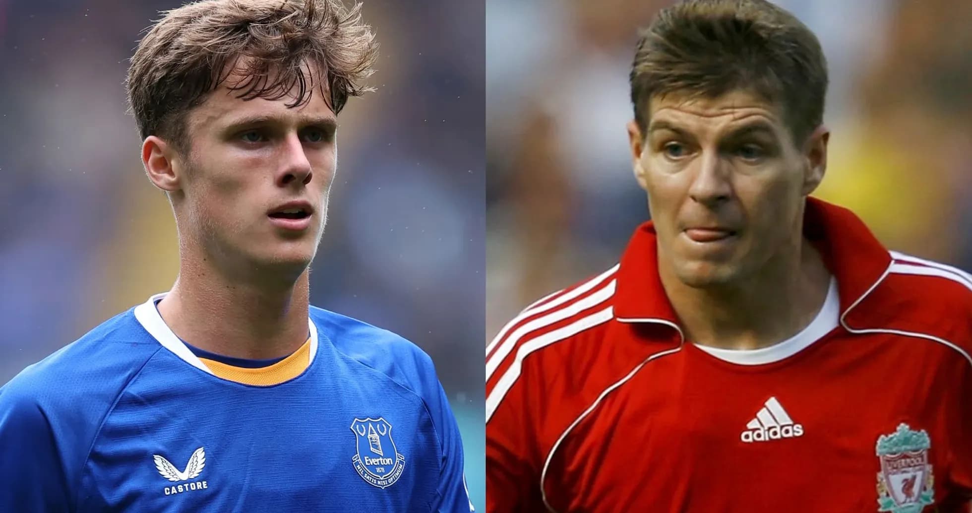 Jugadores de Everton y Liverpool en acción Jugadores de Everton y Liverpool en acción