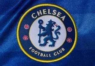 Escudo del Chelsea Football Club en fondo azul Escudo del Chelsea Football Club en fondo azul