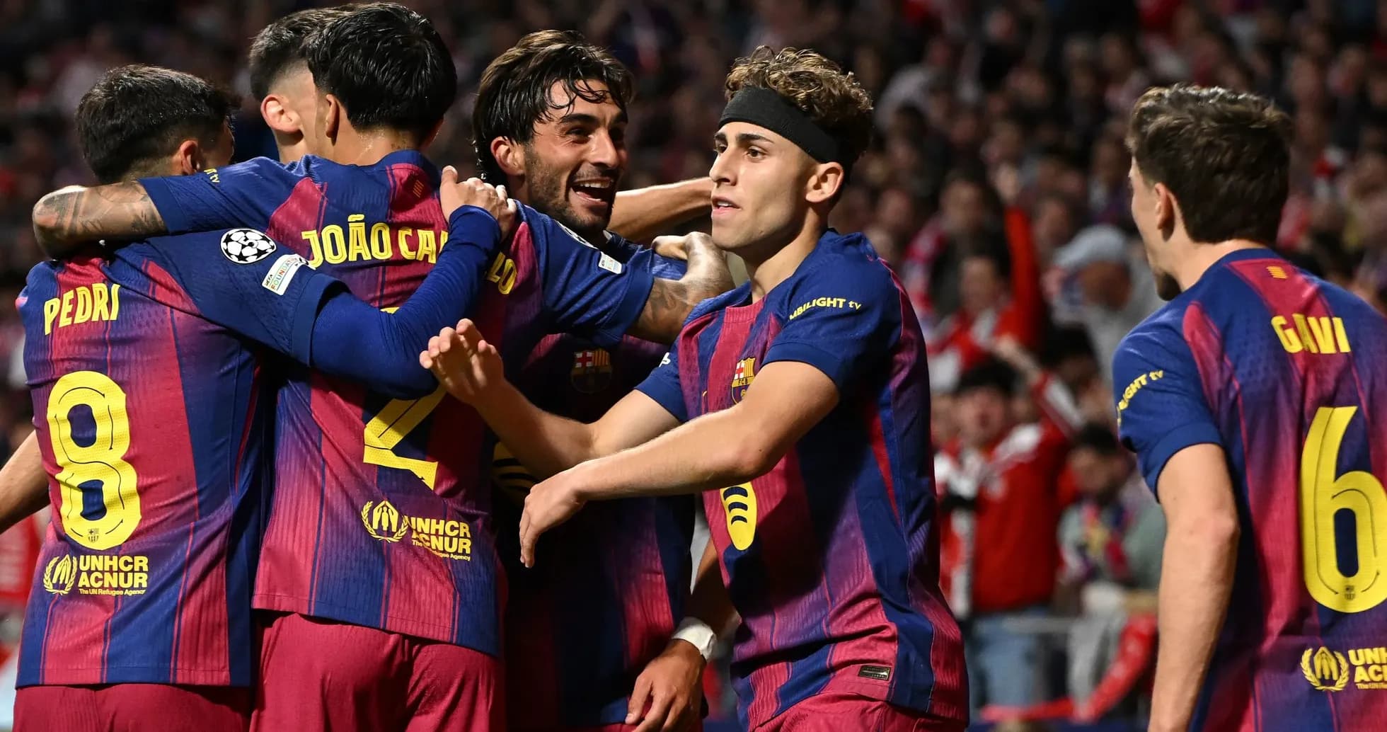 Jugadores del Barcelona celebrando un gol en partido Jugadores del Barcelona celebrando un gol en partido