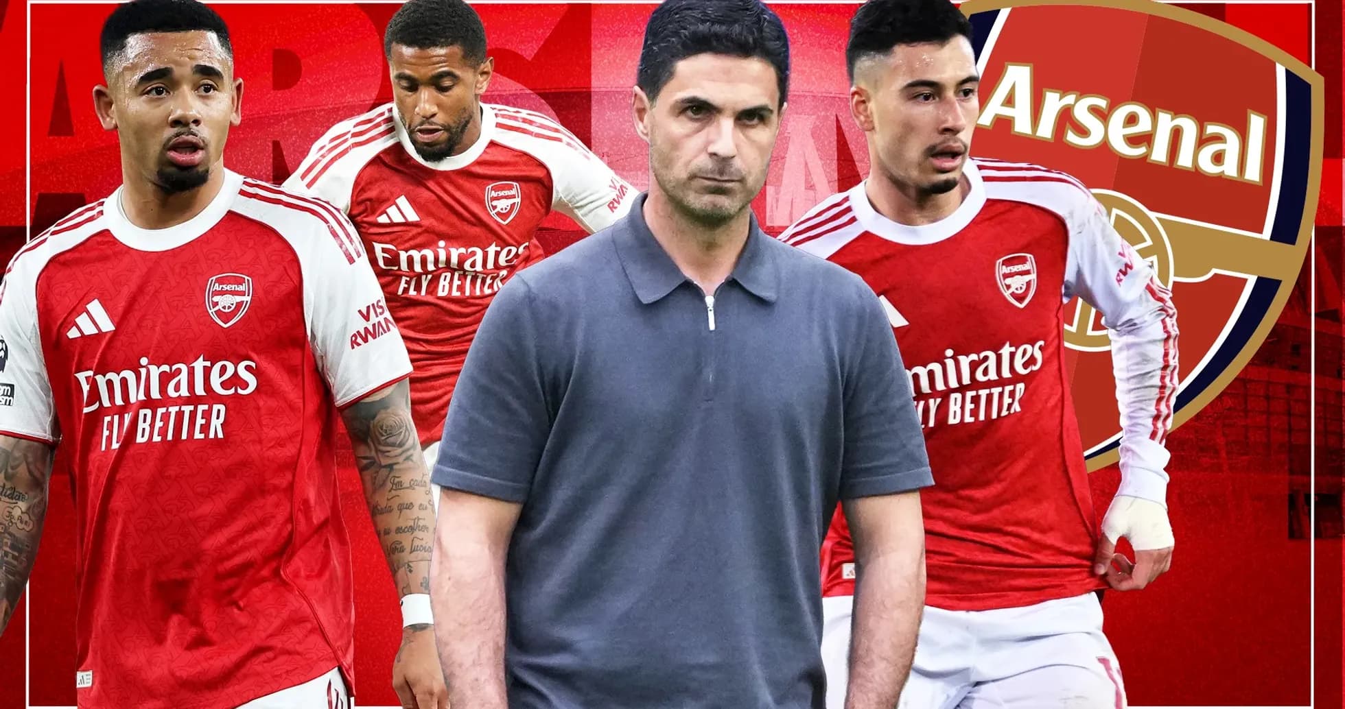 Jugadores de Arsenal y entrenador en fondo de equipo Jugadores de Arsenal y entrenador en fondo de equipo