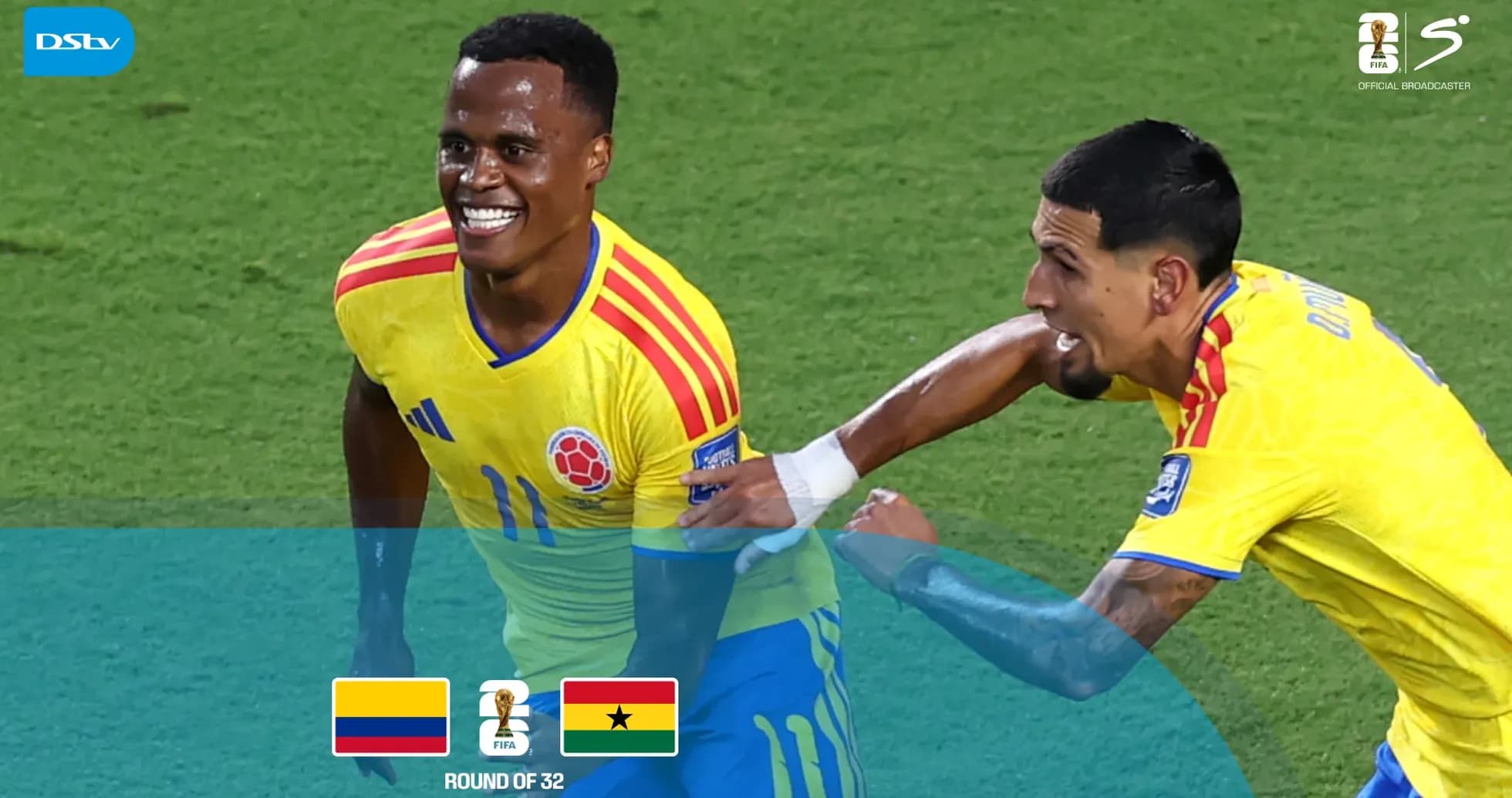 Jugadores de Colombia celebrando un gol en el partido Jugadores de Colombia celebrando un gol en el partido