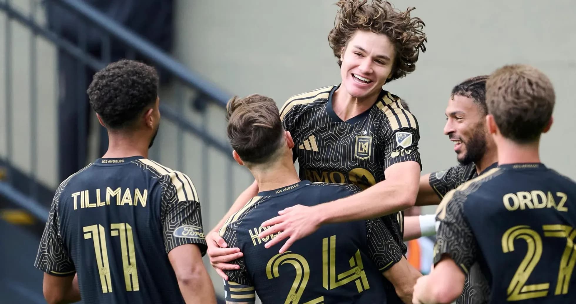 Jugadores de Los Angeles FC celebrando un gol Jugadores de Los Angeles FC celebrando un gol