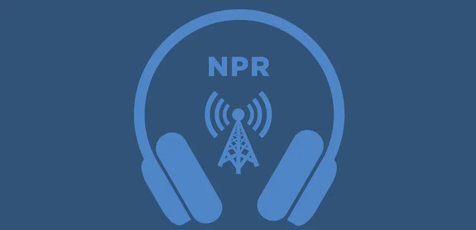 Logo de NPR con auriculares y torre de transmisión Logo de NPR con auriculares y torre de transmisión